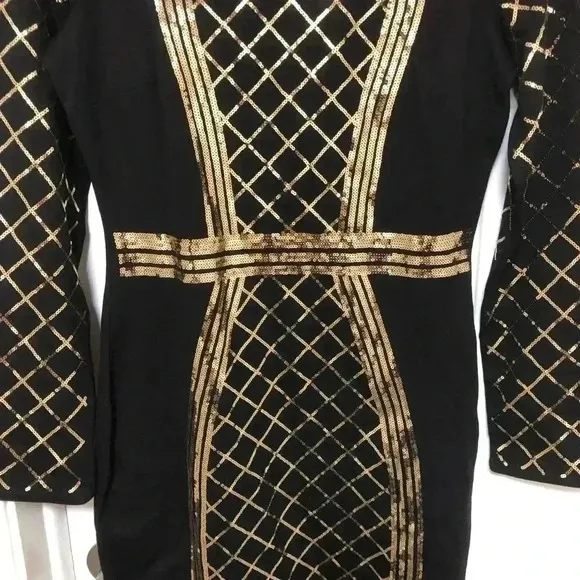 ⭐️🖤Venus Black and Gold Sequin Bodycon Dress ⭐️🖤