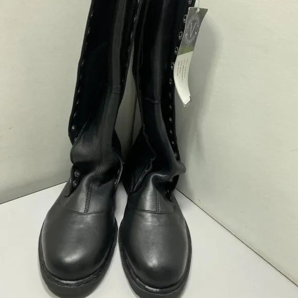 Verillas Men's Ares Knee-High Boots – Size 12 – Black – Lace-Up with Side Zip