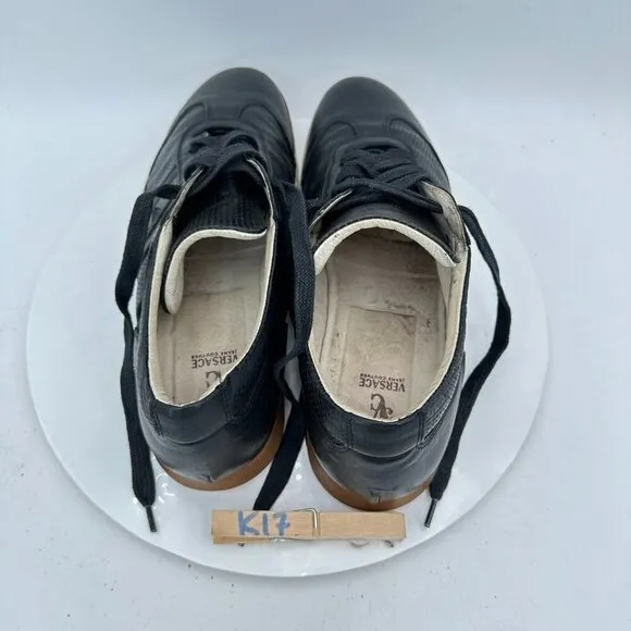 Versace Jeans Couture Men Size EU 43 US 10 Black Leather Lace Up Casual Shoes