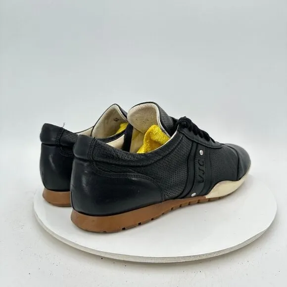 Versace Jeans Couture Men Size EU 43 US 10 Black Leather Lace Up Casual Shoes