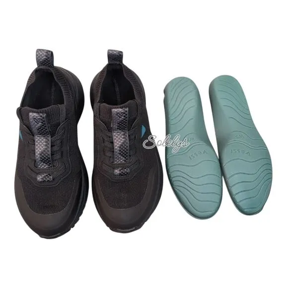 Vessi Stormburst Black Low Top Black Waterproof Dyma-Tex Knit Sneaker Womens 5
