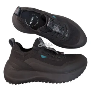 Vessi Stormburst Black Low Top Black Waterproof Dyma-Tex Knit Sneaker Womens 5
