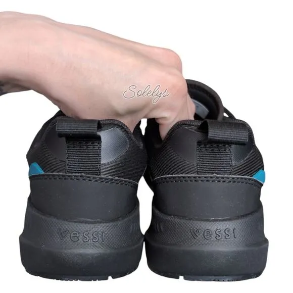 Vessi Tidal Black on Black Waterproof Dyma-Tex Vegan Lace Up Sneaker Womens 5.5