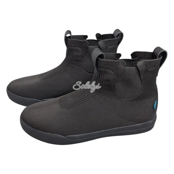 Vessi Weekend Chelsea Asphalt Black on Black DymaTex Knit Waterproof Boot Men 11