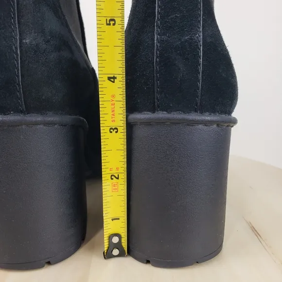 VINCE Henderson Chelsea Boots Sz 10M Black Suede Waterproof Chunky Heel Lug Sole