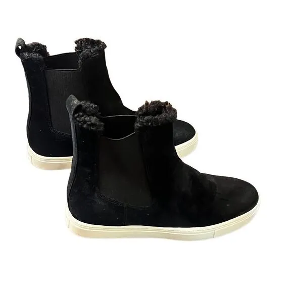 VINCE Norman 2 Suede &amp; Faux Fur-Lined Boots in Black NWOB Size 7 1/2