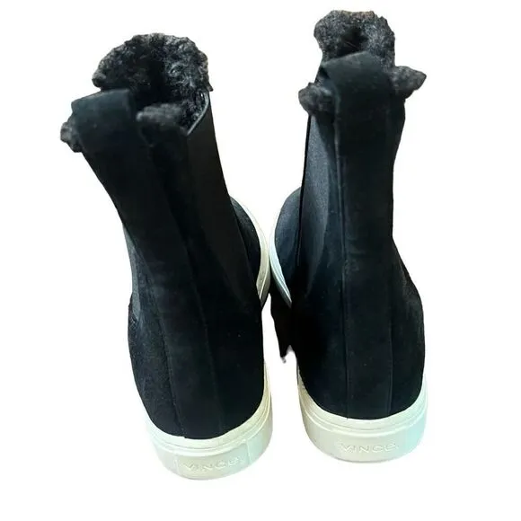 VINCE Norman 2 Suede &amp; Faux Fur-Lined Boots in Black NWOB Size 7 1/2