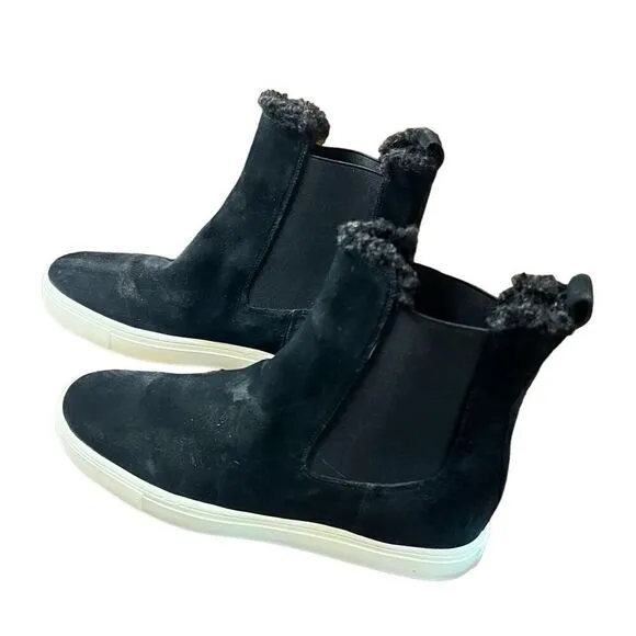 VINCE Norman 2 Suede &amp; Faux Fur-Lined Boots in Black NWOB Size 7 1/2