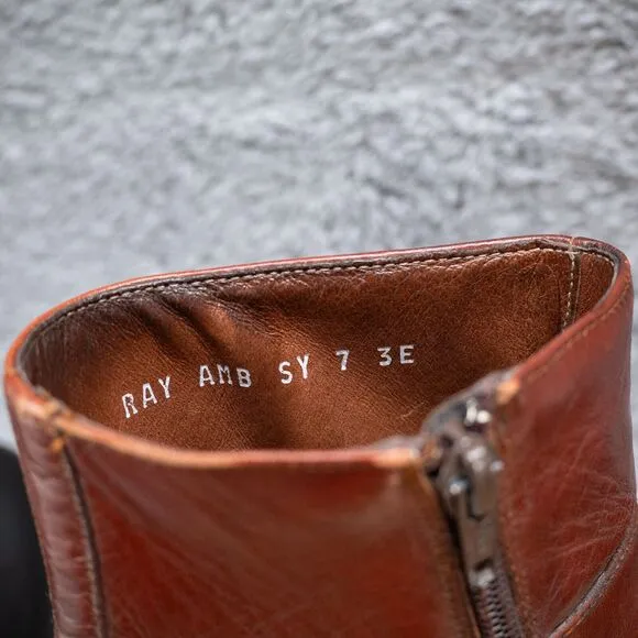 Vintage 1970s Men's 7 EEE Brown Leather Sandro Moscolini Zip Up Ankle Boots