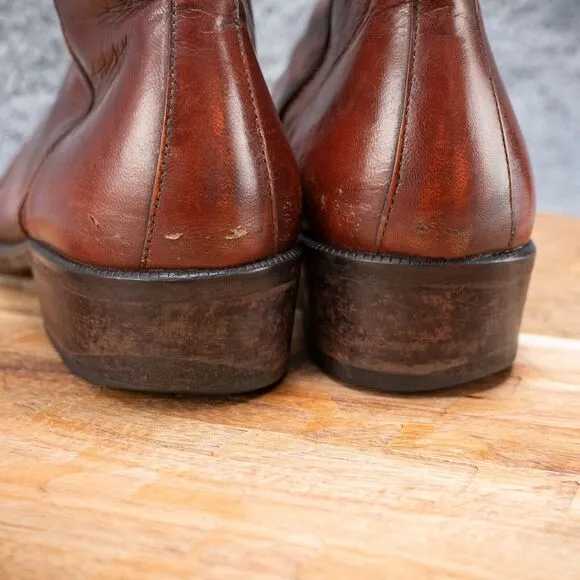 Vintage 1970s Men's 7 EEE Brown Leather Sandro Moscolini Zip Up Ankle Boots
