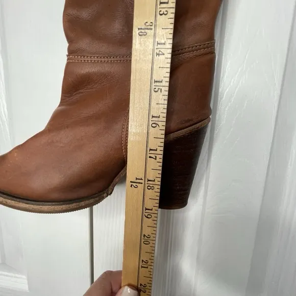 Vintage 70s Zodiac Hippie Campus Wooden Heel  Tall Over The Knee Boots Size 5