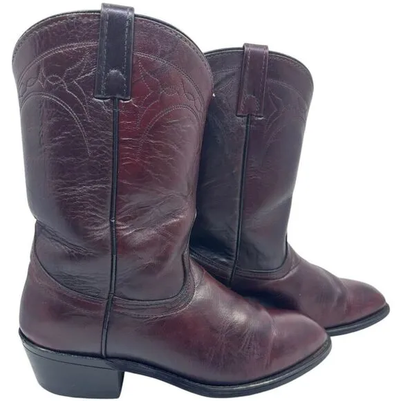 Vintage Acme Mens Cowboy Burgundy Boots Leather sz. 8.5D Style 8512 USA Preowned