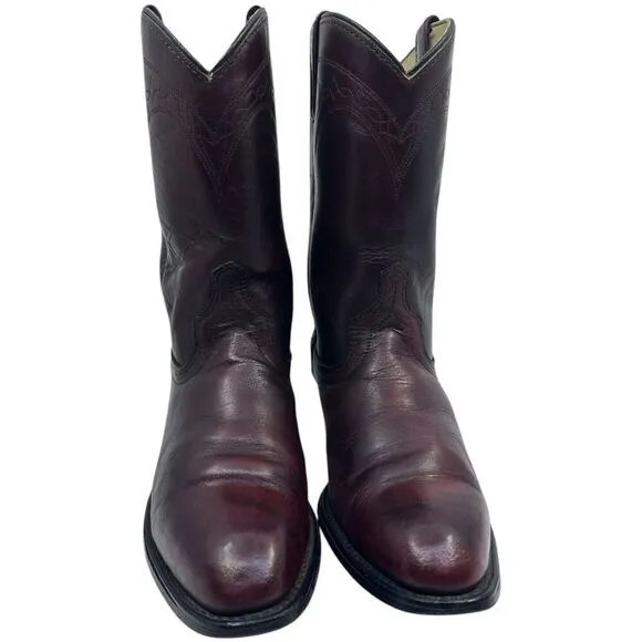 Vintage Acme Mens Cowboy Burgundy Boots Leather sz. 8.5D Style 8512 USA Preowned