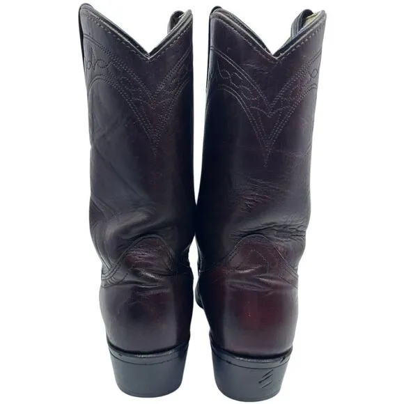 Vintage Acme Mens Cowboy Burgundy Boots Leather sz. 8.5D Style 8512 USA Preowned
