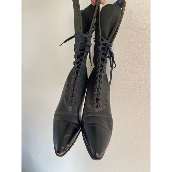 Vintage Antique 1910 Paramount Shoe Co. Lace Up Victorian Edwardian Boots