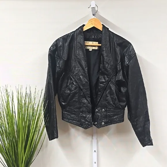 Vintage Black Leather Moto Like Jacket  XS