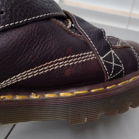 Vintage Dr. Martens Brown Leather Buckle Crisscross Chunky Lace Up Boots Sz 9