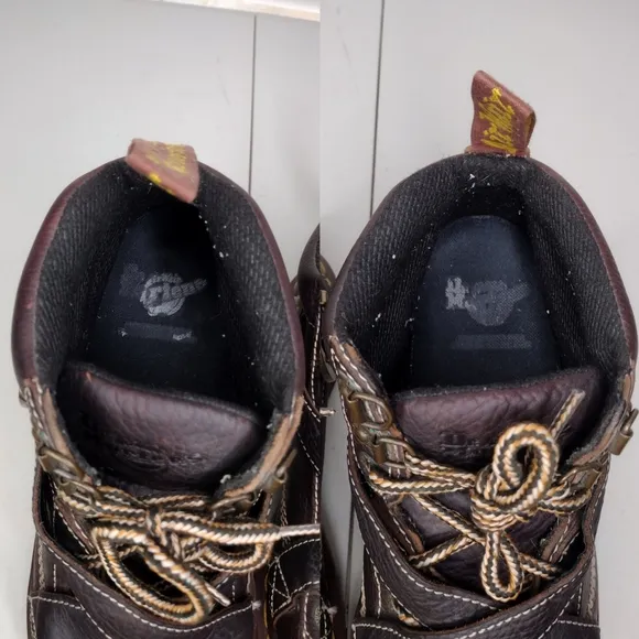 Vintage Dr. Martens Brown Leather Buckle Crisscross Chunky Lace Up Boots Sz 9