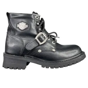 Vintage Harley Davidson Women’s Faded Glory Black Leather Moto Boots Size 8