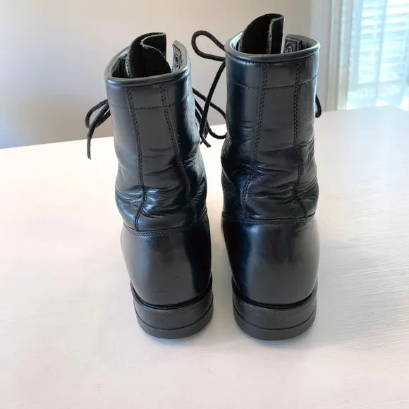 Vintage Justin L 506 Black Lace-Up Boots Size 6 B Leather Kiltie Western Peasant