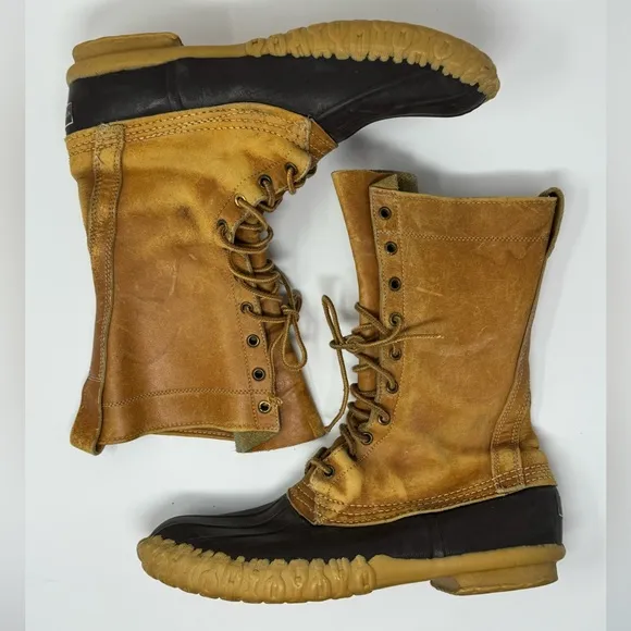 Vintage LL Bean Maine Hunting Shoe Duck Boots, Sz 10, winter, waterproof leather