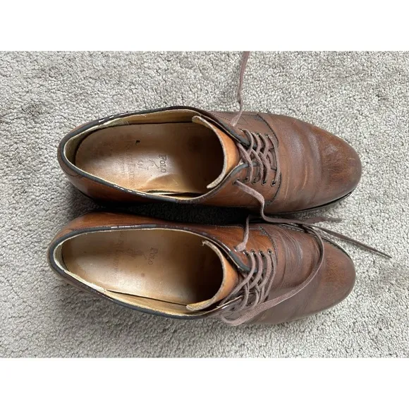 Vintage Mens Boots 90s Polo Ralph Lauren Lace Up Brown Dress Shoes, Size 9 D