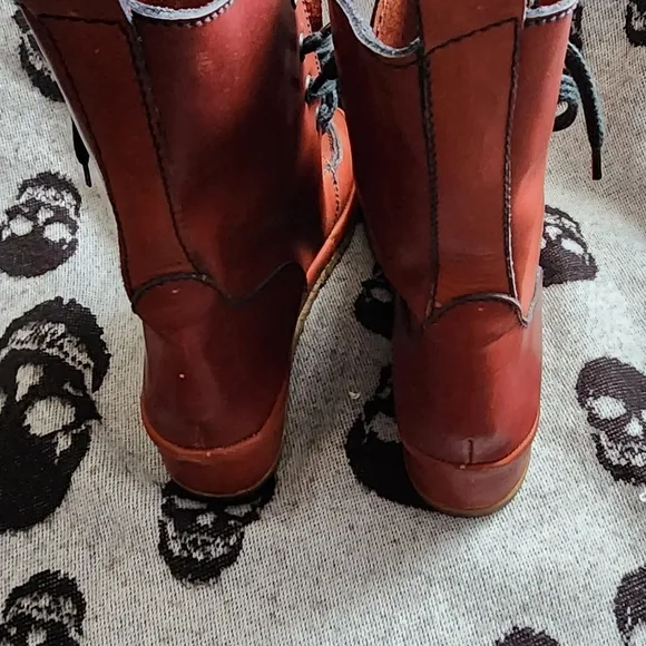 VINTAGE QUALICRAFT LEATHER COMBAT SPLIT TOE WEDGE BOOT 6.5  7 B