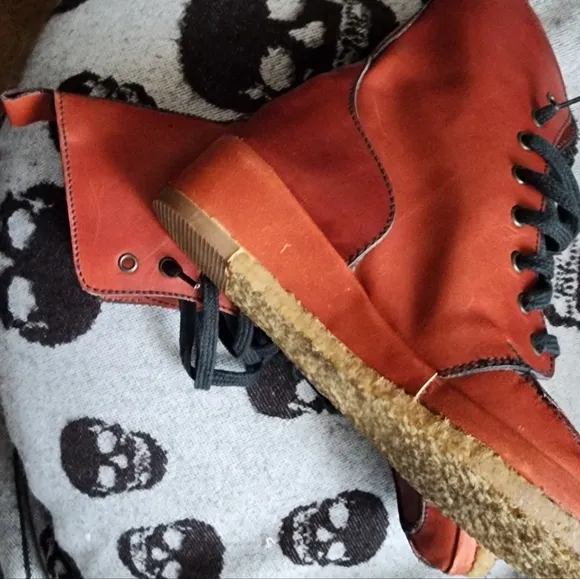 VINTAGE QUALICRAFT LEATHER COMBAT SPLIT TOE WEDGE BOOT 6.5  7 B