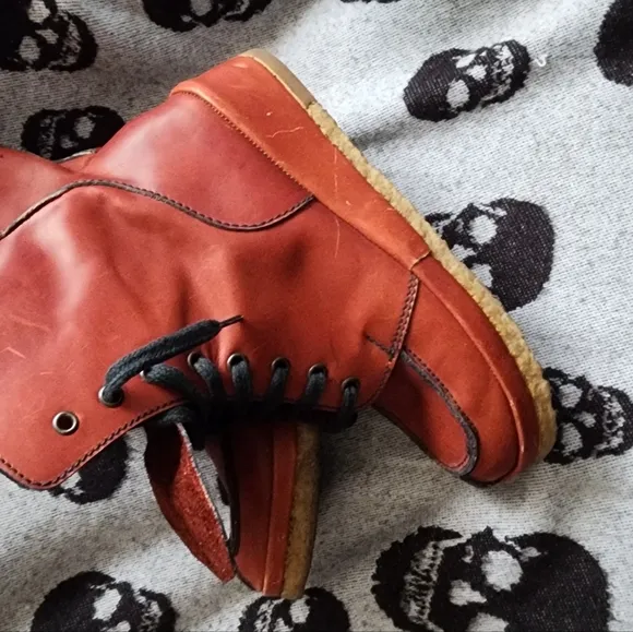 VINTAGE QUALICRAFT LEATHER COMBAT SPLIT TOE WEDGE BOOT 6.5  7 B