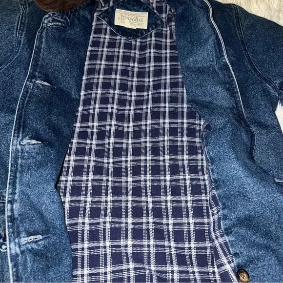 Vintage St. John’s Bay 80’s Denim/Flannel Barn Coat - Petite Small