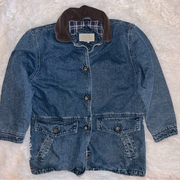 Vintage St. John’s Bay 80’s Denim/Flannel Barn Coat - Petite Small