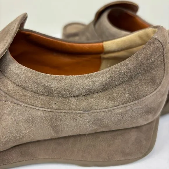 Vintage Stephane Kelian Paris Suede Platform Loafers Shoes Women's 40.5