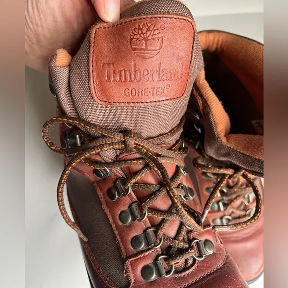 Vintage Timberland Goretex Hiking Boots Womens 8.5M Lace Up Brown Leather