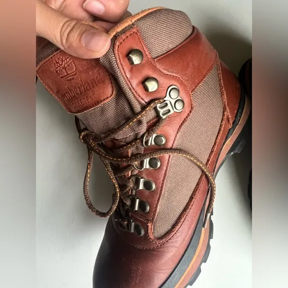 Vintage Timberland Goretex Hiking Boots Womens 8.5M Lace Up Brown Leather