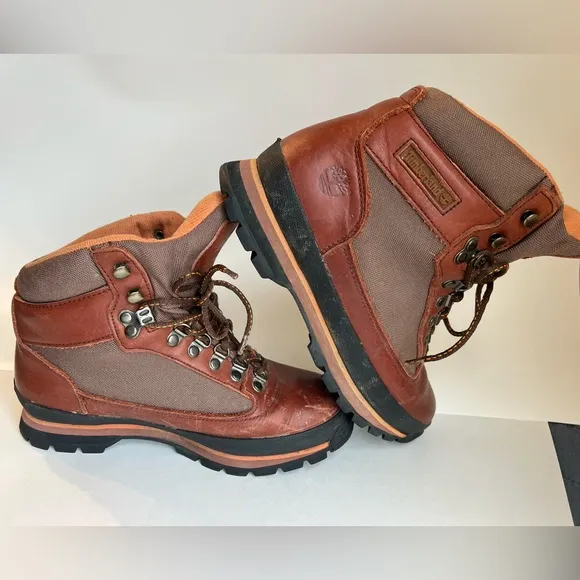 Vintage Timberland Goretex Hiking Boots Womens 8.5M Lace Up Brown Leather