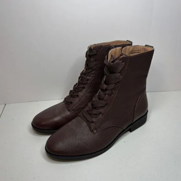 Vionic Jayce Brown Leather Women Lace Ankle Boots Booties Designer Comfort