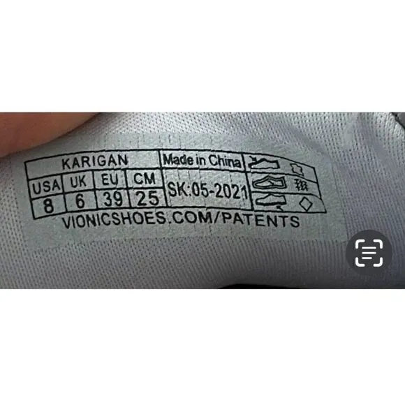Vionic‎ Karigan Comfort Shoes Fashion Sneaker Grey Lace Up Size 8