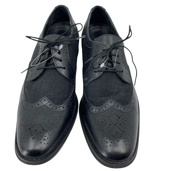 Vionic Mens 505 Roth Derby Dress Shoes Black Almond Toe Lace Up Wingtip 9