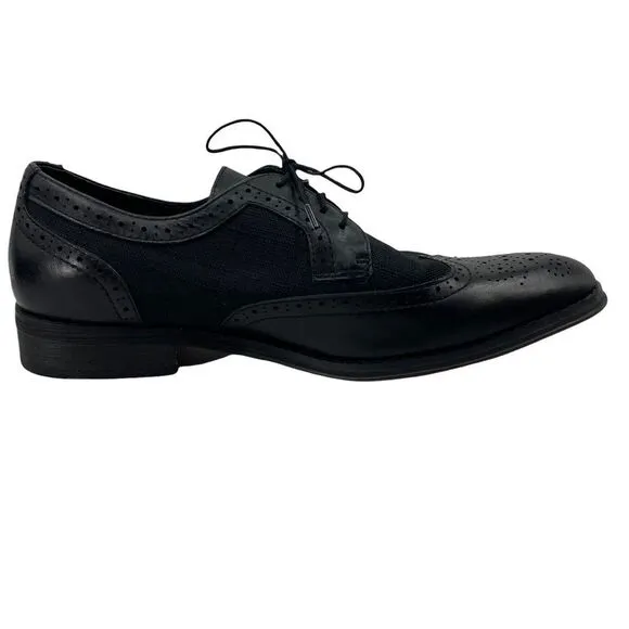 Vionic Mens 505 Roth Derby Dress Shoes Black Almond Toe Lace Up Wingtip 9