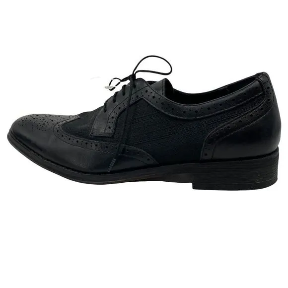 Vionic Mens 505 Roth Derby Dress Shoes Black Almond Toe Lace Up Wingtip 9