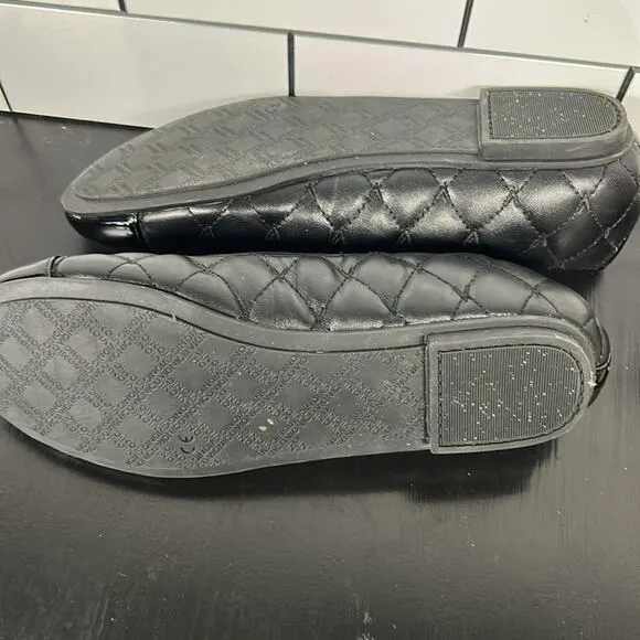 Vionic Shoes Womens Black Leather Quilted Desiree Cap Toe Ballet Flats Casual 8
