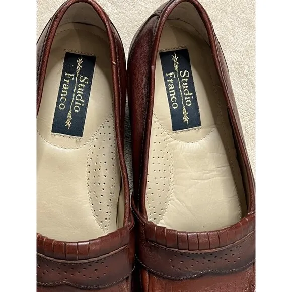 VNT Studio Franco Mens Size 11 D Leather Penny Loafers Brown Slip On