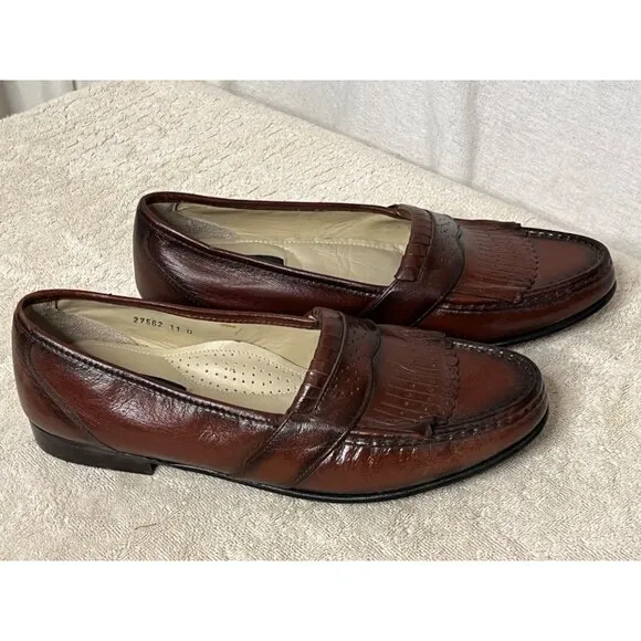 VNT Studio Franco Mens Size 11 D Leather Penny Loafers Brown Slip On
