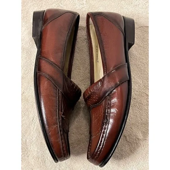 VNT Studio Franco Mens Size 11 D Leather Penny Loafers Brown Slip On