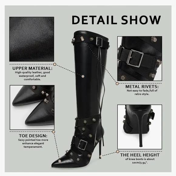 VOMIRA Stiletto Boots for Women Knee High Boots Pointy Toe NWOT 8