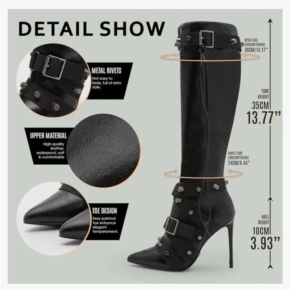 VOMIRA Stiletto Boots for Women Knee High Boots Pointy Toe NWOT 8