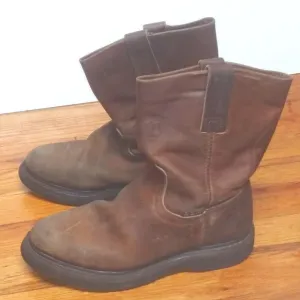 VTG ACM industrial work boots Brown Mens Sz 7 COWHIDE LEATHER Stitched WELT EUC