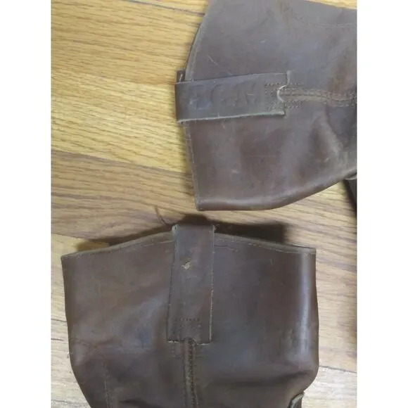 VTG ACM industrial work boots Brown Mens Sz 7 COWHIDE LEATHER Stitched WELT EUC