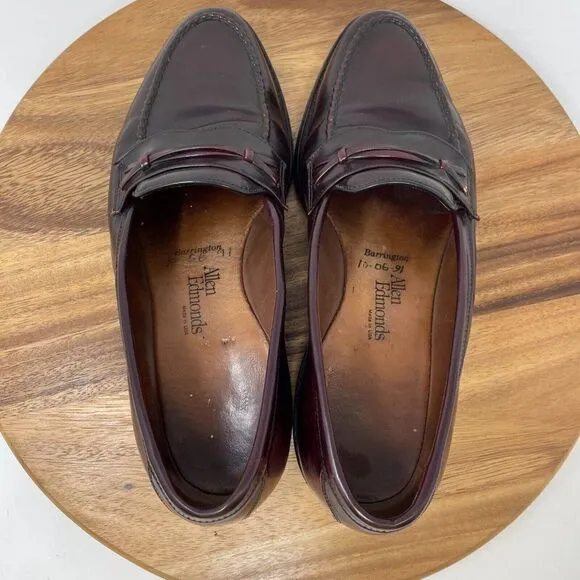 VTG Allen Edmonds Barrington Dress Loafers Shoes Burgundy Calf Leather Men's 9 D