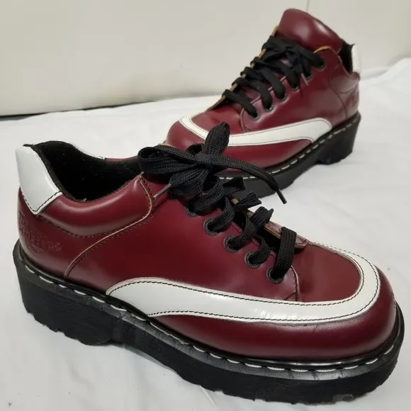 Vtg Dr Martens 8345 England Platform Cherry Red/white Shoes Men's Sz 8